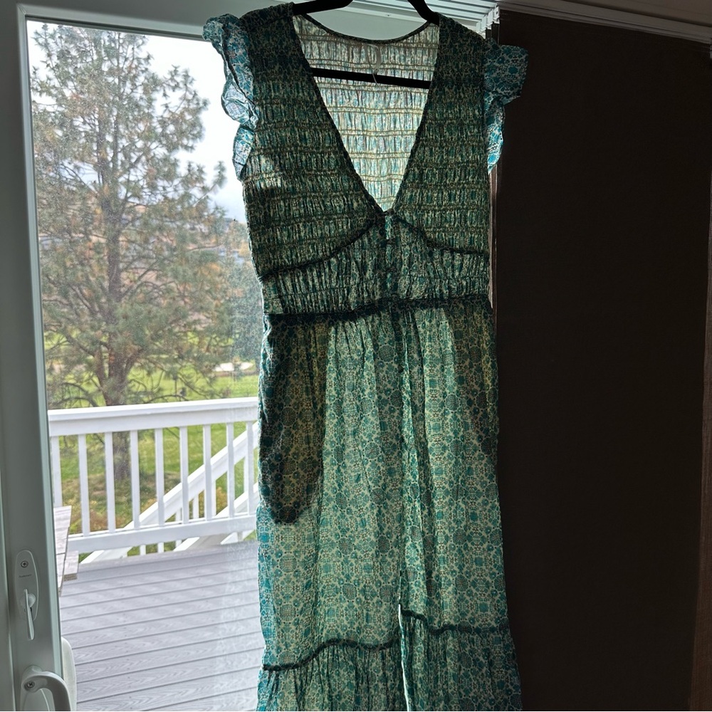 Anthropologie Floral V-Neck Midi Dress size Med - Picture 8 of 11